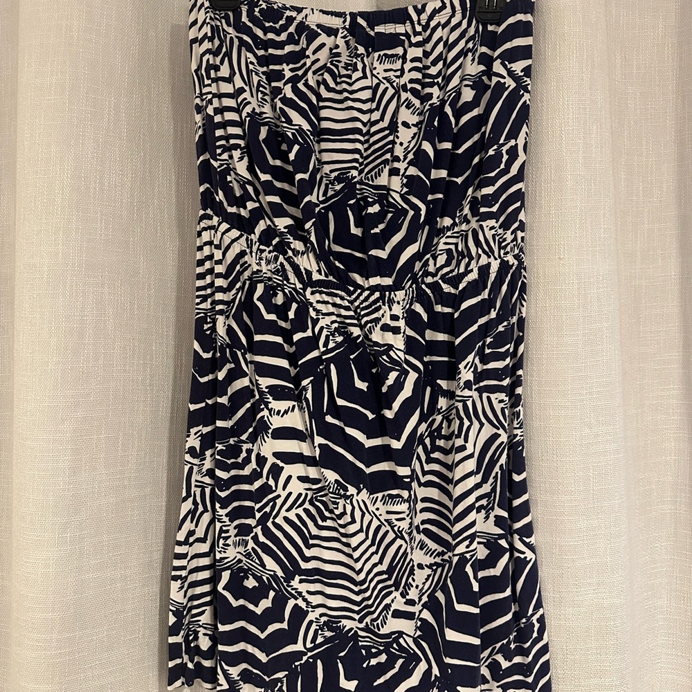 Lilly Pulitzer Navy and White Strapless Dress